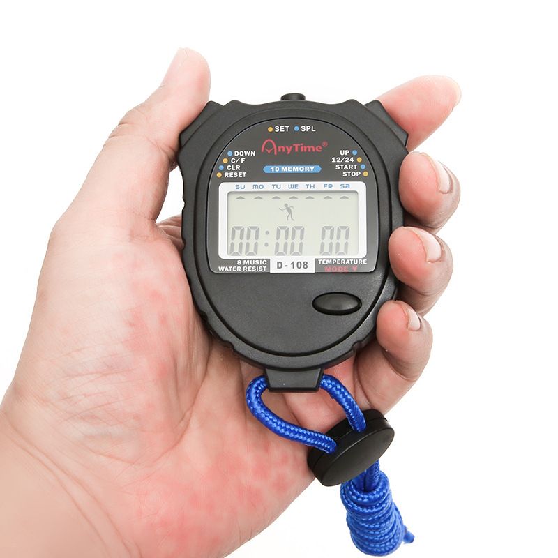 D108 Stopwatch Timer Students train professional fitness competition special running timing waterproof 10 track with temperature thumbnail