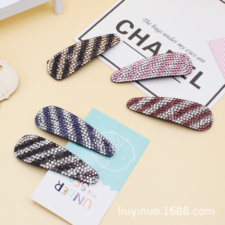 Ins web celebrity girl pearl diamond clip bangs clip crystal duck bill clip metal water drop clip hair trim thumbnail