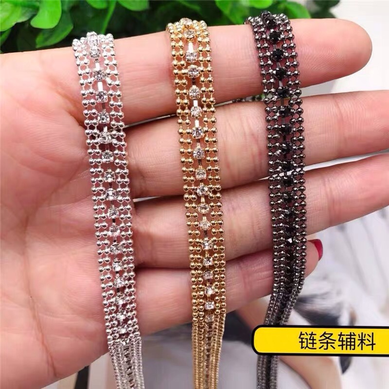 手缝高档链条领口钻链水钻链条diy材料衣服装饰钻条辅料配件爪链