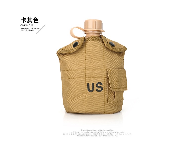 战术水壶野营工具装备 户外登山运动水壶带铝饭盒加保暖布套详情图2