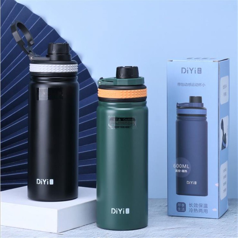 帝怡DIYI动感运动户外直饮保温杯304不锈钢便携提手大容量水杯子600ml详情图1