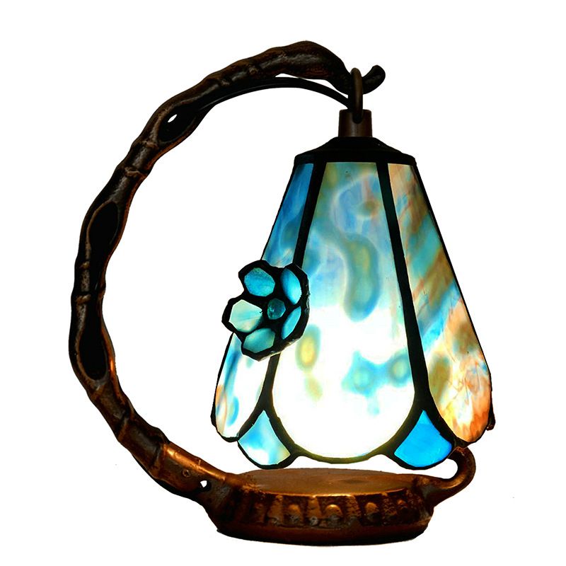 6 "desk lamp lucky flower night light, colorful glass artwork, bedside ornament as a gift