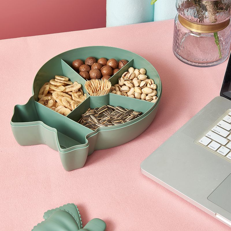 Cute children's candy box, plastic compartments with LIDS, nut box, creative home living room, large-capacity snack box, fruit plate Specification drawing