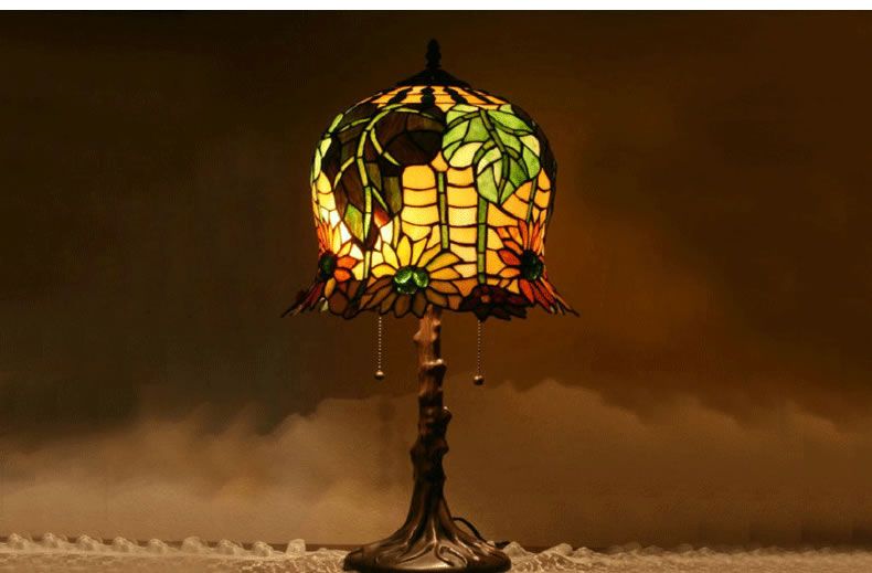 14 inch lamp European living room study bedroom lamp sunflower colored glass lamp
