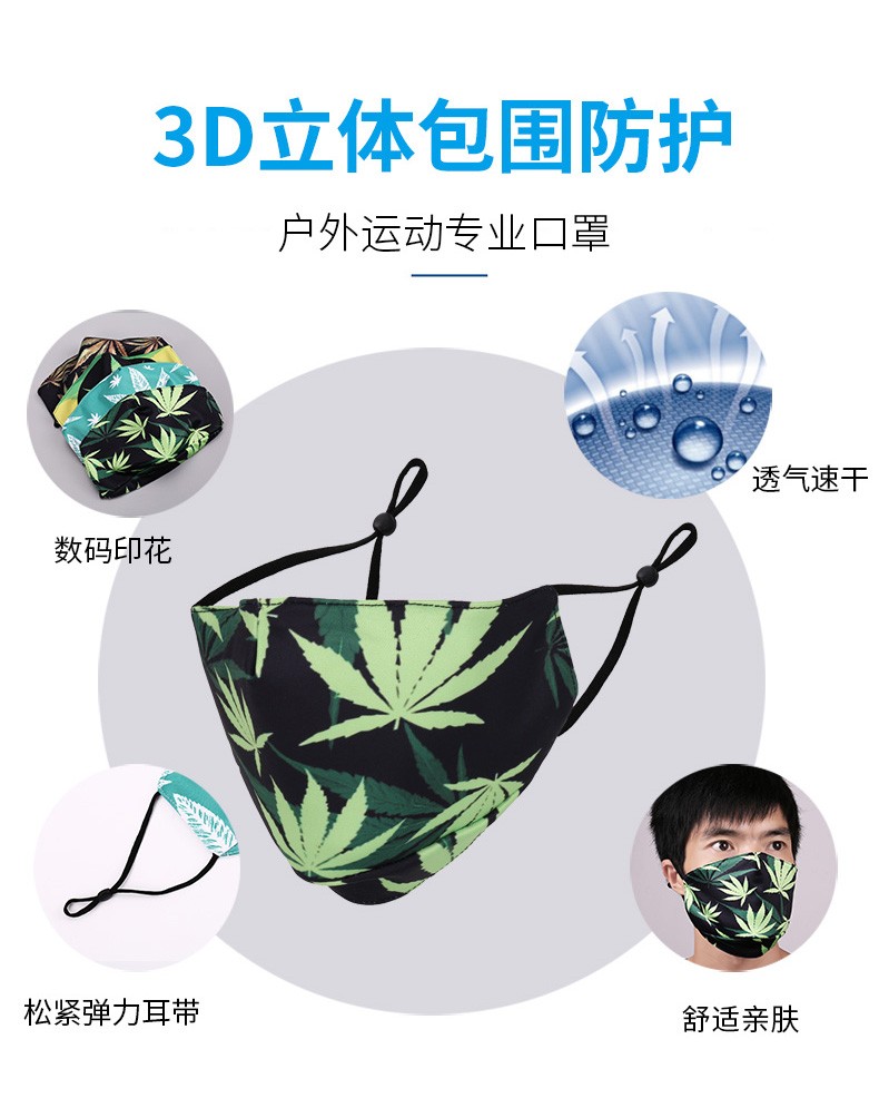 时尚印花口罩 可水洗防尘PM2.5透气口罩可插过滤片工厂直销可定制【外贸专供】详情图2