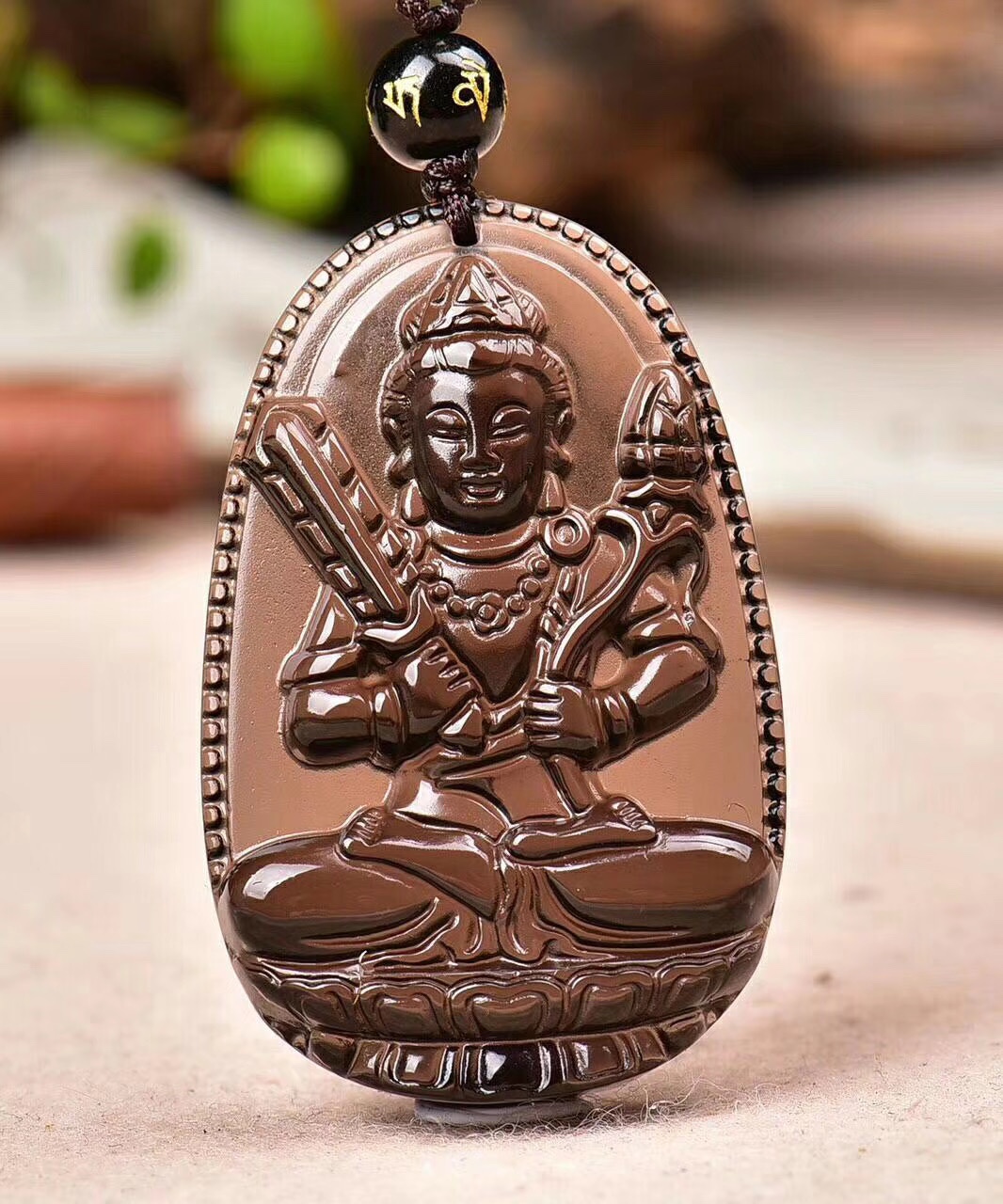 Natural ice-type obsidian/Zodiac signs of Pig and Dog/Amitabha Buddha and Bodhisattva