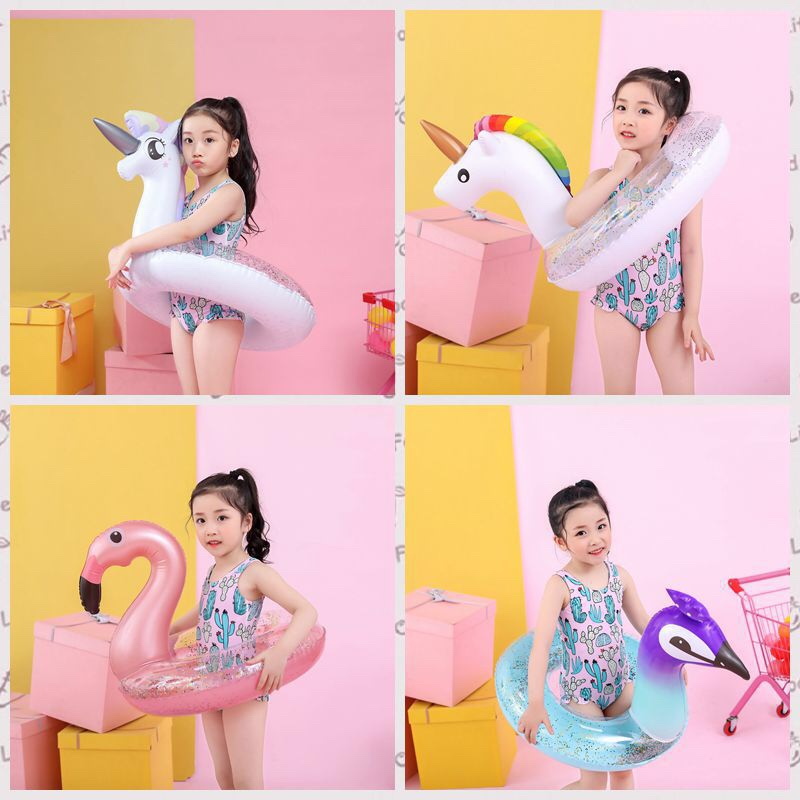 Sequined flamingo unicorn peacock inflatable swimming rings, water inflatable swimming rings, heart-shaped swimming rings are available in stock detail image 1