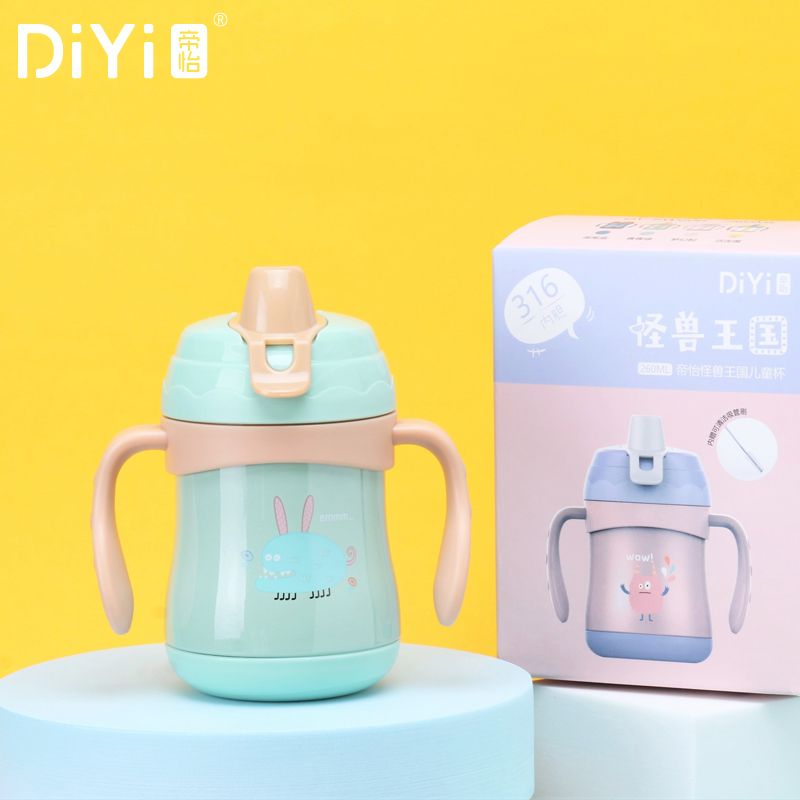帝怡DIYI怪兽王国可爱学生儿童杯316不锈钢鸭嘴杯吸嘴杯保温杯260ml细节图