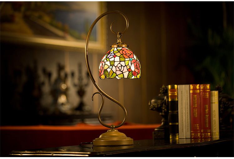 7 inch desktop chandelier rose cozy study lamp bedroom lamp stained glass lamp