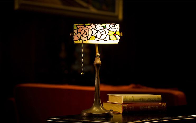 10 "color glass bank lamp Office decoration lamp study lamp rose lamp