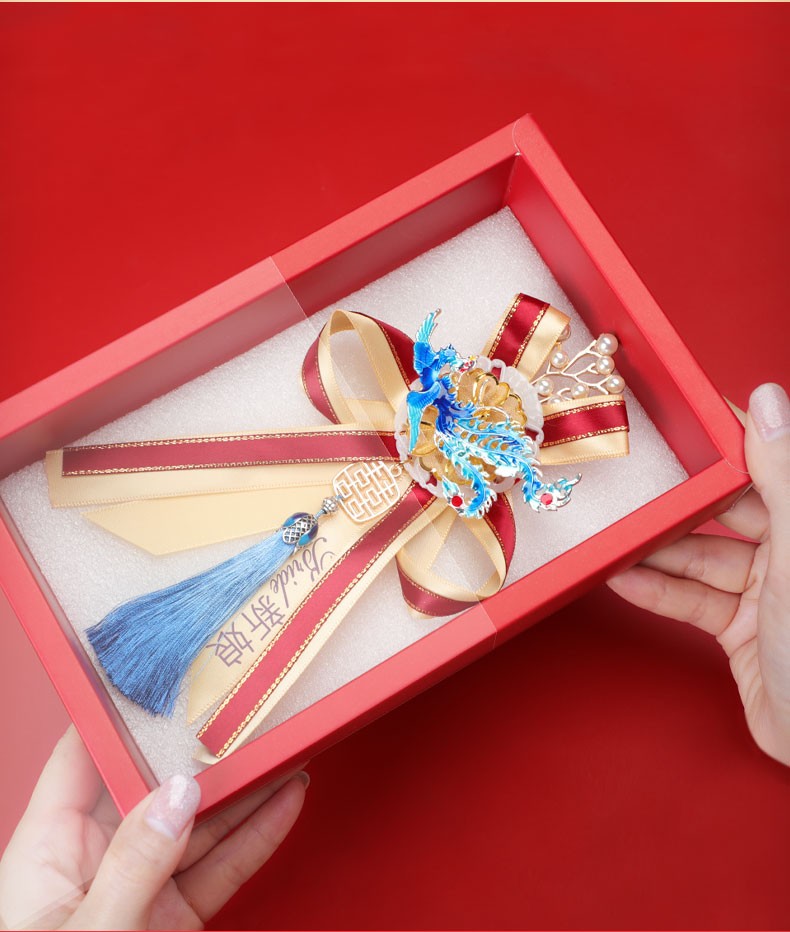 Creative Chinese-style wedding corsages for brides and grooms, high-end wedding festive pins and brooches, Chinese-style wedding supplies detail image 1
