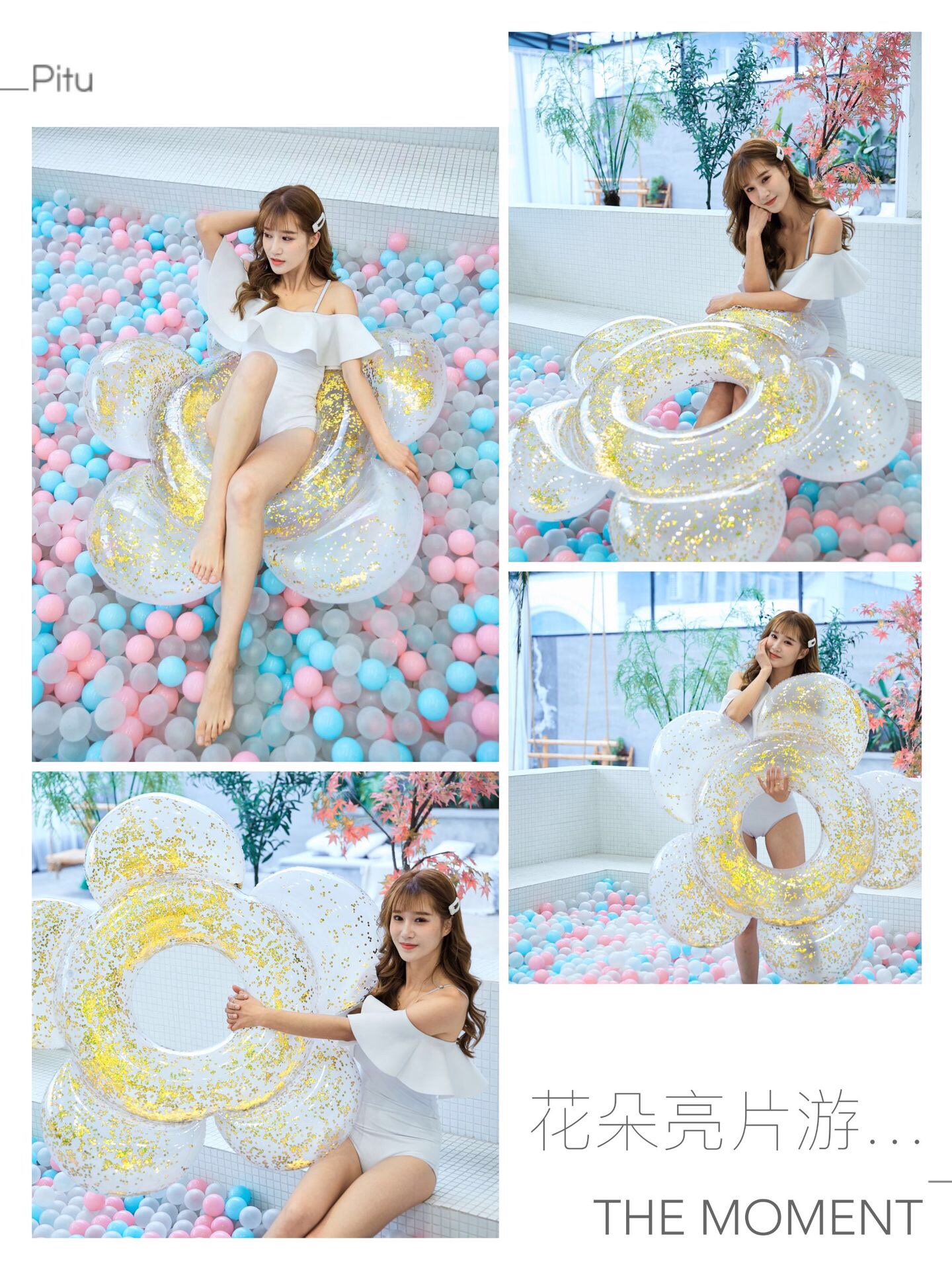 Manufacturer's in-stock inflatable sequined flower swimming rings, adult swimming rings, float mounts, float floats, rainbow cloud seat rings detail image 4