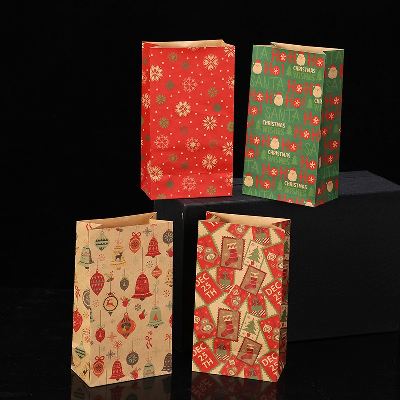 Kraft Paper Bag Reusable Bag Flat Mouth Candy Bag Christmas Gift Bag undefined