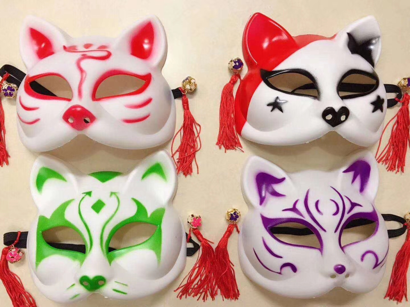 Halloween Half Face Pattern Dance Mask Bell Fox Mask Ghost Full Face Fox Pvc Injection Molding Jingle Cat Specification drawing