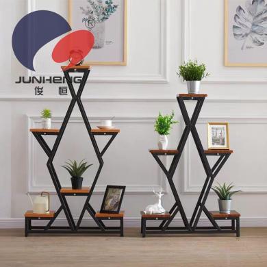Ironwork flower stand ornaments, living room balcony storage racks, modern and simple floor-standing flower pot racks, multi-layer high-end art Specification image