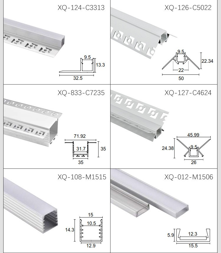 led light trough strip light, embedded aluminum trough light, indoor ceiling corridor shaped linear light, no main light, U-shaped light strip detail image 2