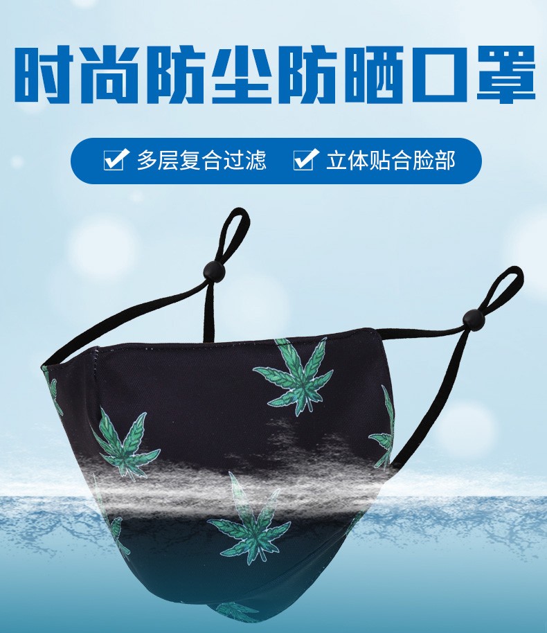 时尚印花口罩 可水洗防尘PM2.5透气口罩可插过滤片工厂直销可定制【外贸专供】详情图1