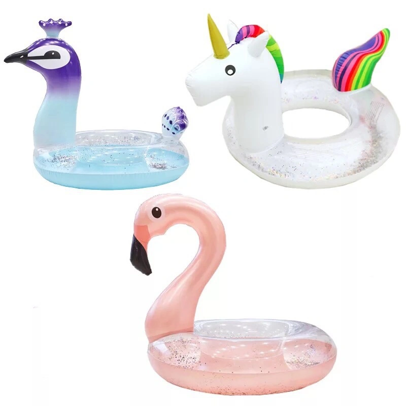 Factory direct sales, best-selling Princess Horse swimming rings on Instagram, transparent bright sheet Unicorn swimming rings, thickened PVC water rings detail image 6