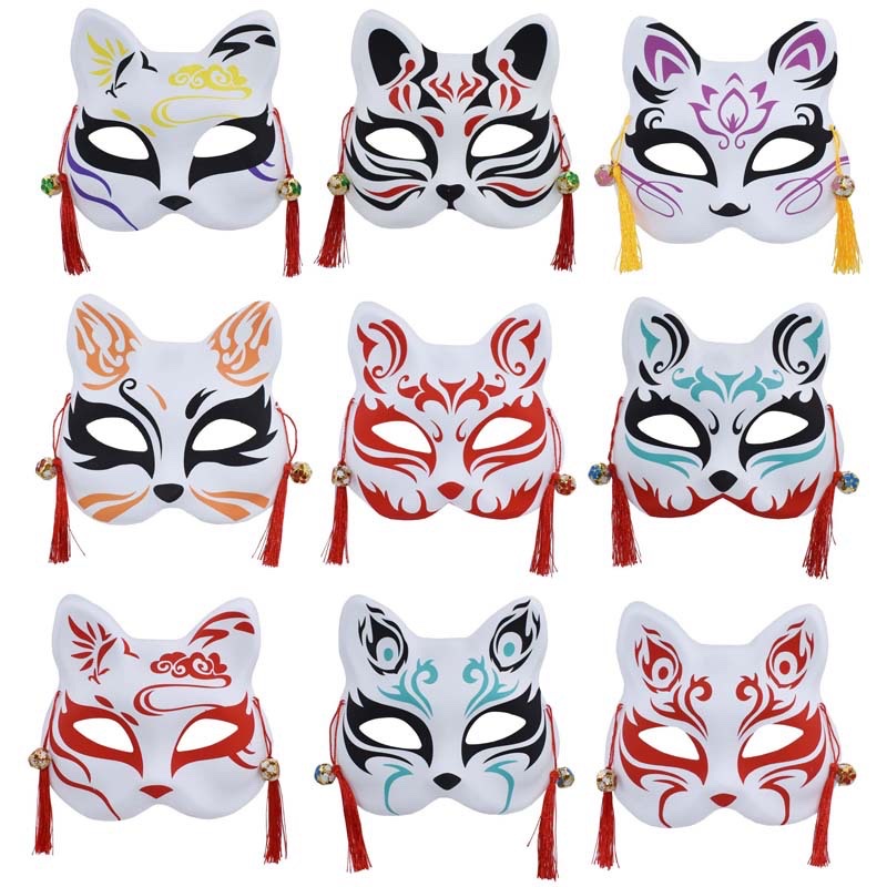Halloween Half Face Pattern Dance Mask Bell Fox Mask Ghost Full Face Fox Pvc Injection Molding Jingle Cat undefined