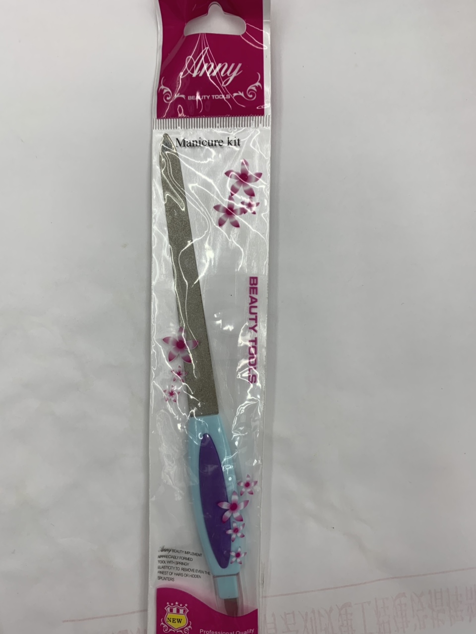 Nails Stainless steel double-ended nail file fork Plastic handle nail file Nail manicure Manicure peeling tool full figure