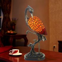 Handmade glass decorated retro desk lamp new fancy crane ornaments small night lamp