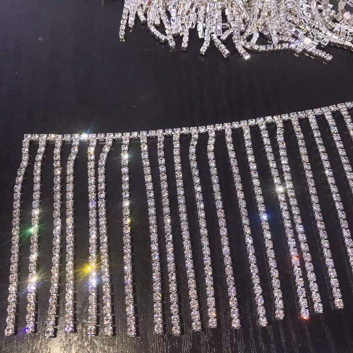 Fancy flecos cadena diamantes strass cadena cosido hombro escote cinturón DIY hecho a mano accesorios ropa accesorios detail image 1