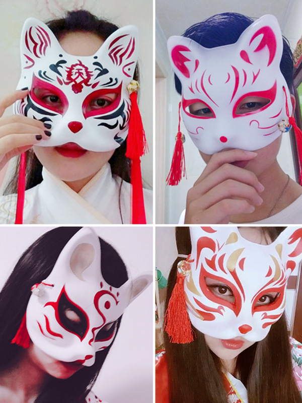 Halloween Half Face Pattern Dance Mask Bell Fox Mask Ghost Full Face Fox Pvc Injection Molding Jingle Cat undefined