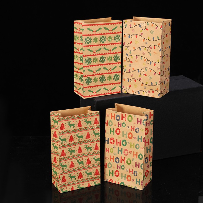 Kraft Paper Bag Reusable Bag Flat Mouth Candy Bag Christmas Gift Bag Application Scenario