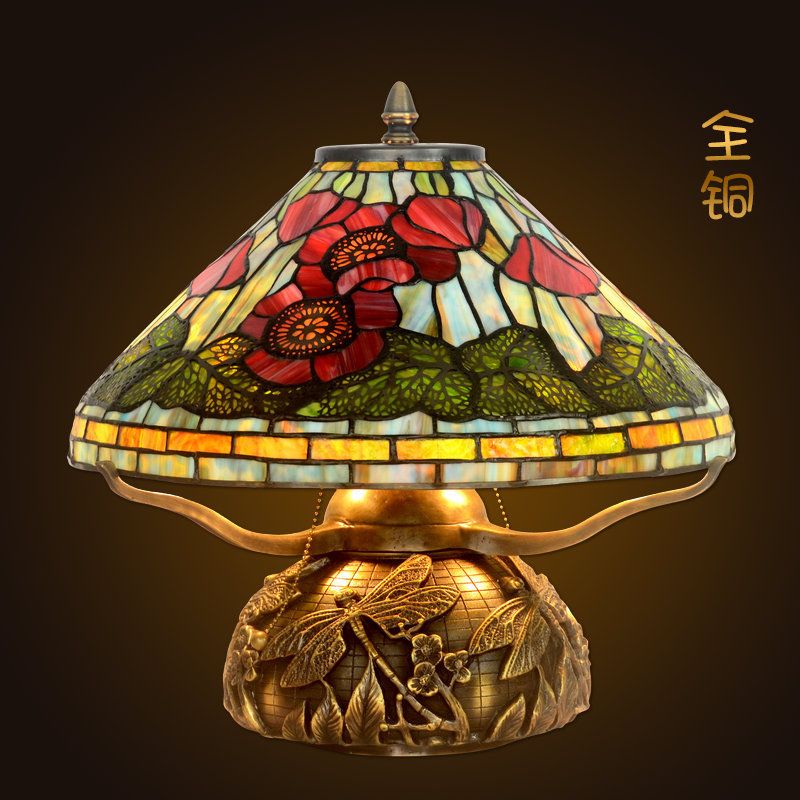 Southeast Asia retro living room lamp home decoration study full copper warm art lamp