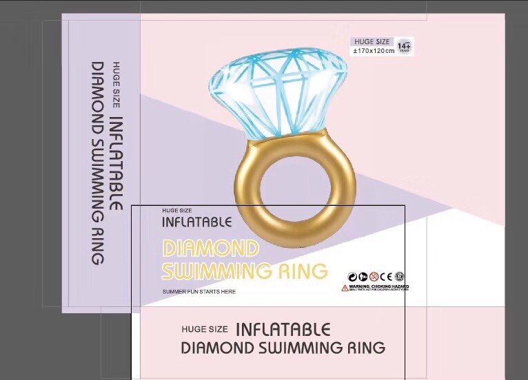 New inflatable diamond ring float swimming ring, water toy, thickened PVC diamond ring shape ring detail image 7