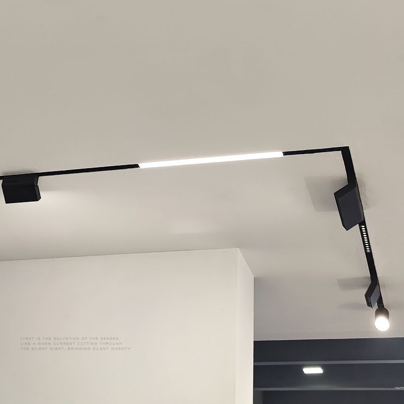 Magnetic track light embedded borderless living room home design magnetic track strip minimalist line light details Picture