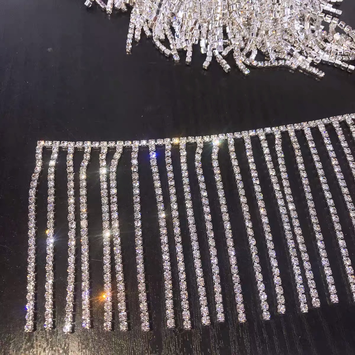 Fancy flecos cadena diamantes strass cadena cosido hombro escote cinturón DIY hecho a mano accesorios ropa accesorios detail image 2