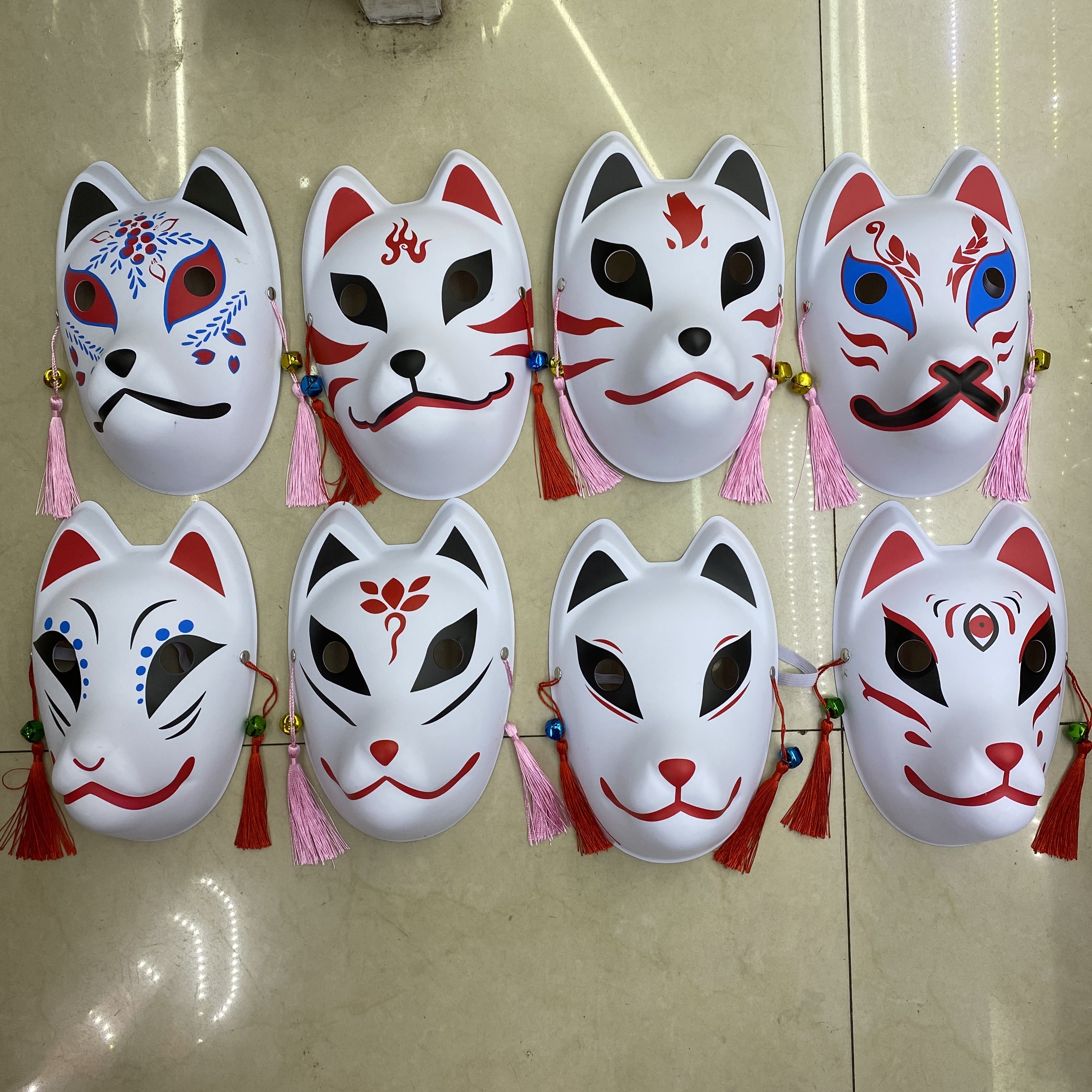 Halloween Half Face Pattern Dance Mask Bell Fox Mask Ghost Full Face Fox Pvc Injection Molding Jingle Cat full figure