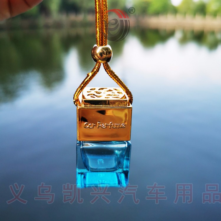 新款宝石色金银电镀方形玻璃香水瓶挂件 四方瓶 5色彩色瓶.详情图8
