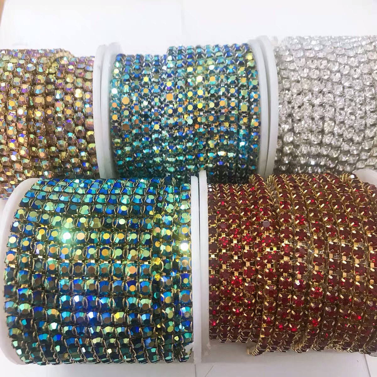 4MM ancho D tipo garra tensa cadena D hebilla cadena de agarre binaural país A diamante cristal strass cadena ropa zapatos sombreros accesorios