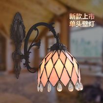 American garden zinc alloy color glass crystal wall lamp corridor porch living room dining room decoration wall lamp