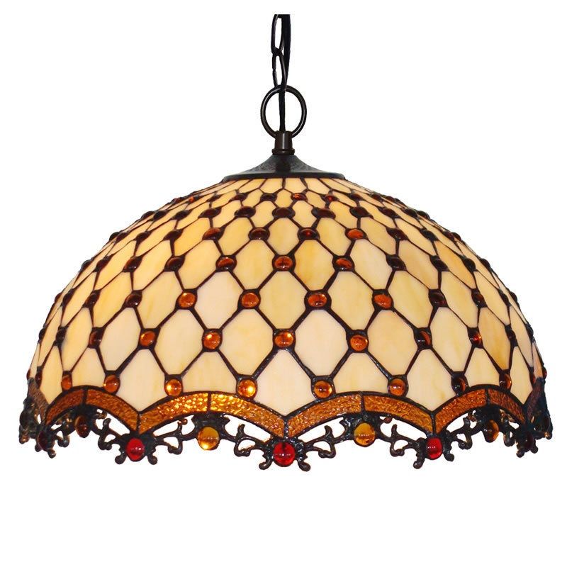 18 "chandelier creative retro pearl curtain food chandelier handmade stained glass lamp