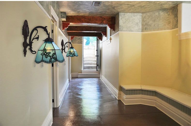 Mediterranean style art single jackpot glass wall lamp mirror headlamp three-dimensional flowers Specification drawing