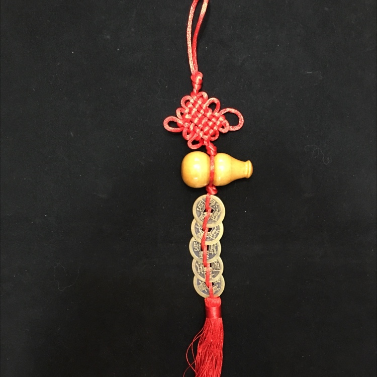 Red Knot: Real copper five Emperor hanging medium wood gourd (gourd diameter 2.5cm)