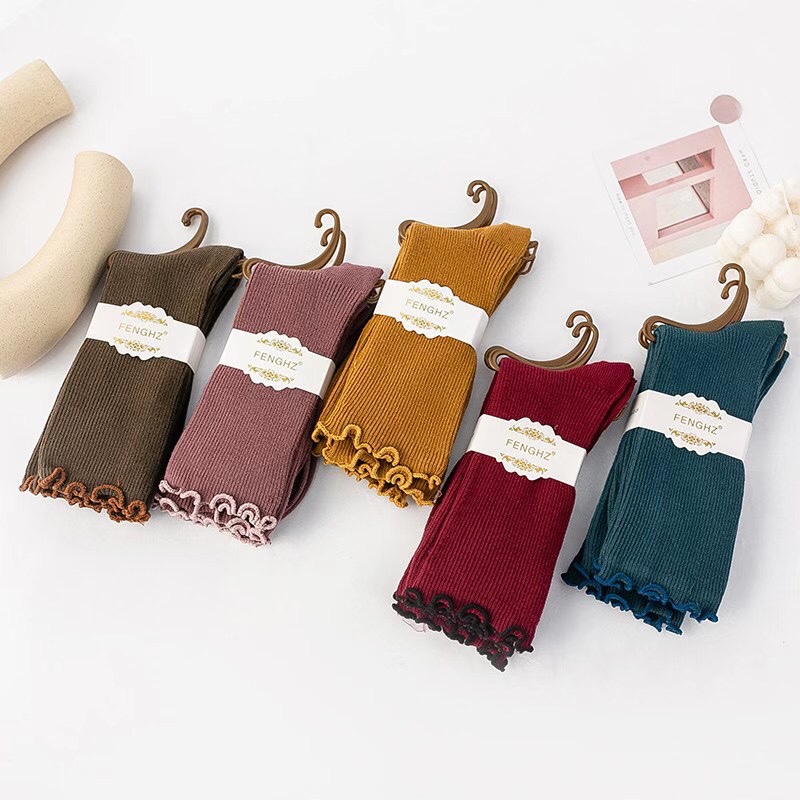 Autumn and winter socks female autumn and winter new fashion female agaric side pile socks double needle combed cotton socks factory wholesale thumbnail