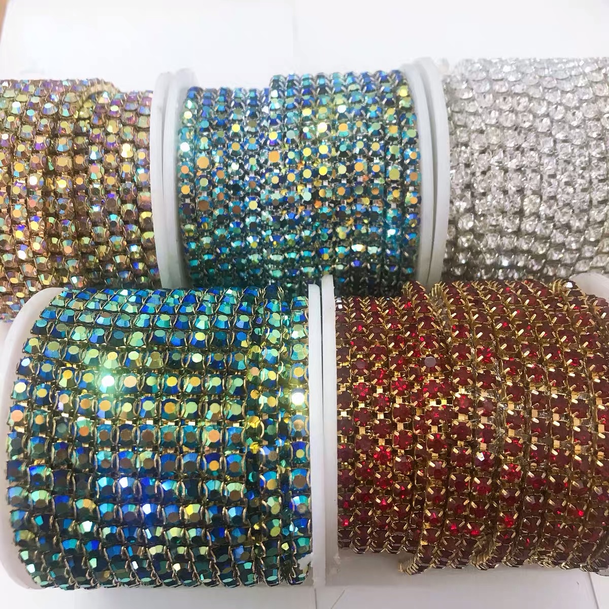 4MM wide D-type dense claw chain, D-buckle double-ear scratch chain, National A diamond glass water diamond chain, clothing, shoes, hats, accessories details Picture