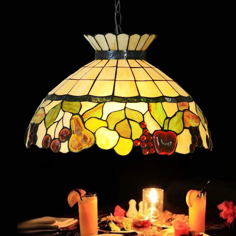 18 "fruit Crown single head chandelier Handmade stained glass chandelier