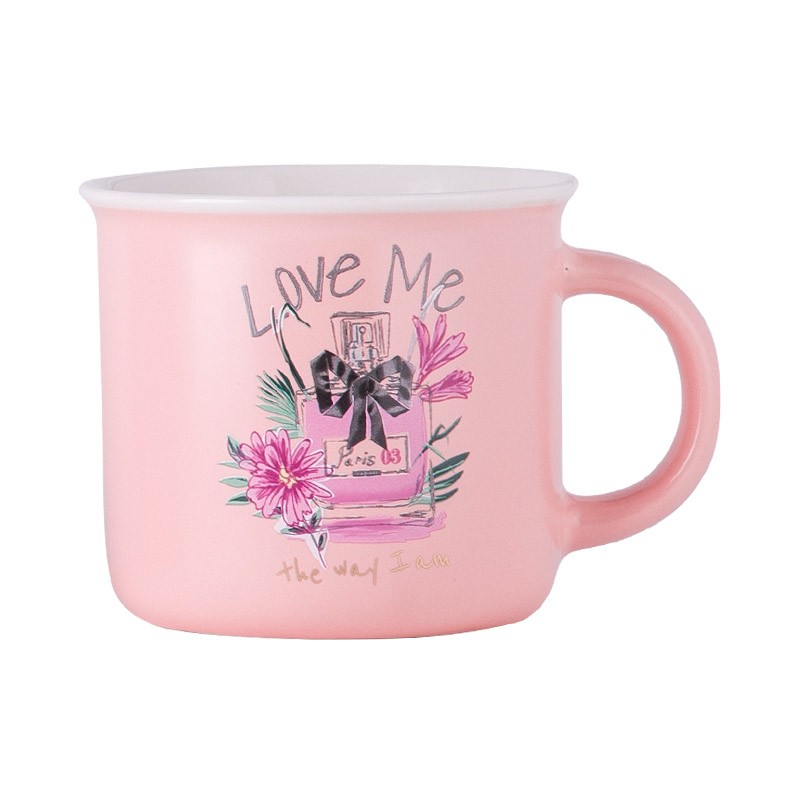 Pink series of daily-use ceramic decals mugs, coffee cups and enamel-like cups detail image 5