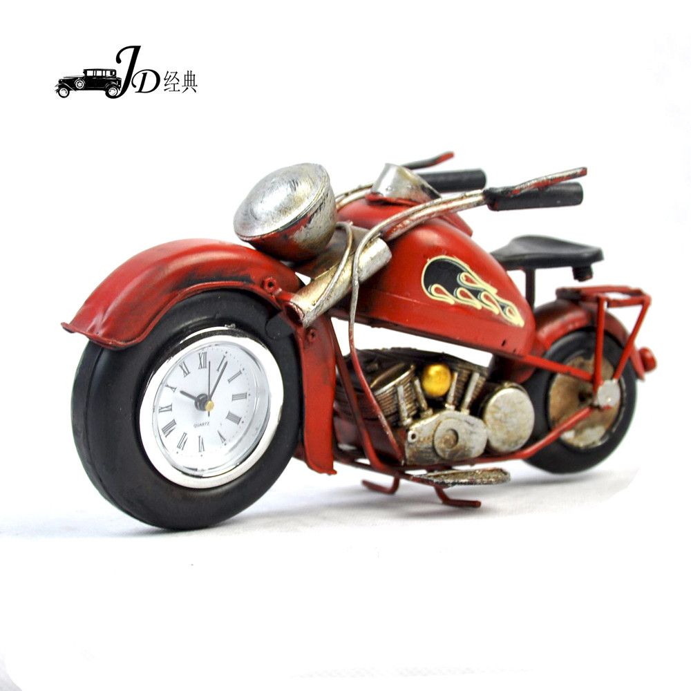 手工复古铁艺意大利踏板钟表摩托车节日礼物 家居饰品金属工艺品