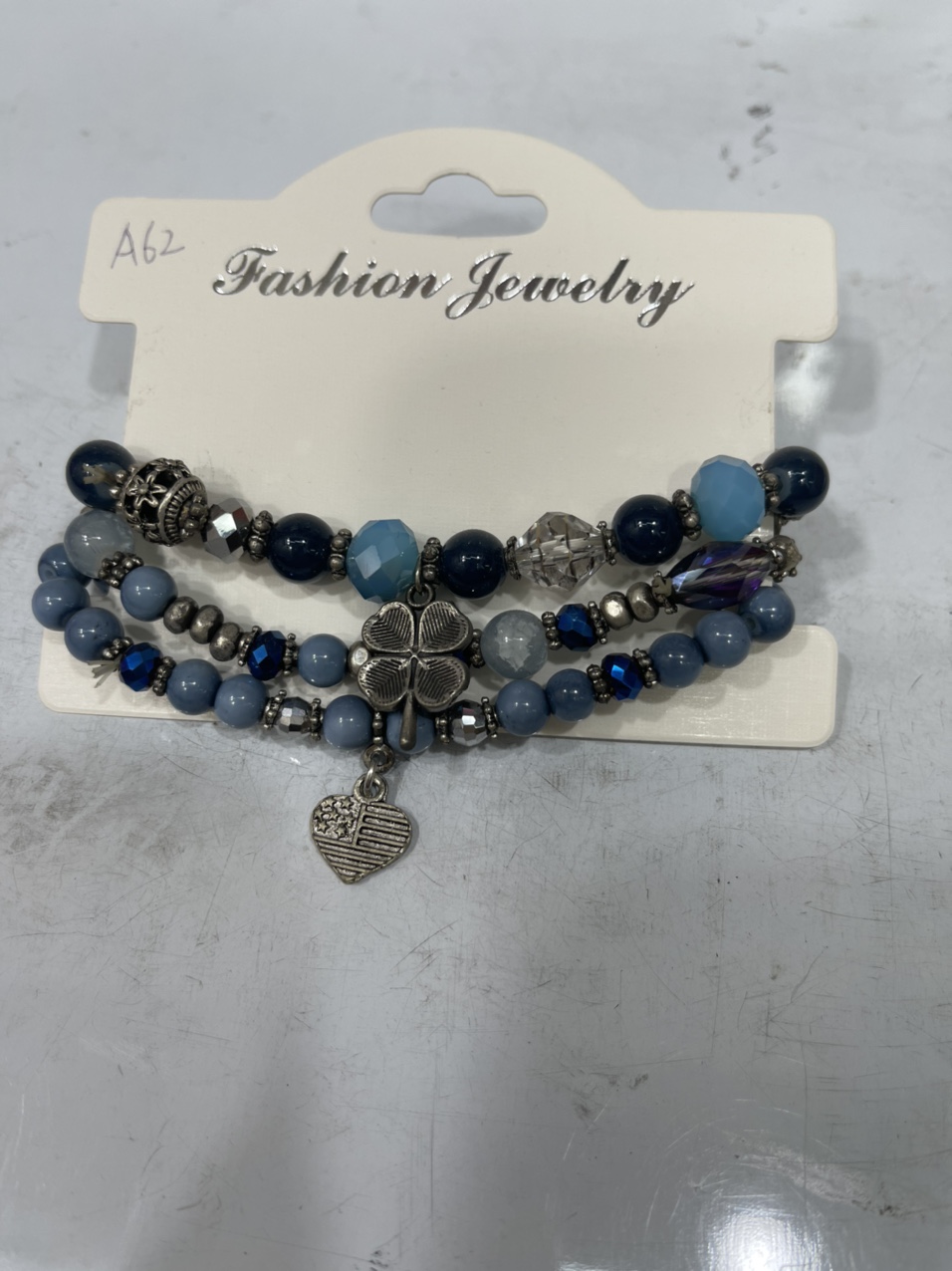 蓝色三条挂件手链