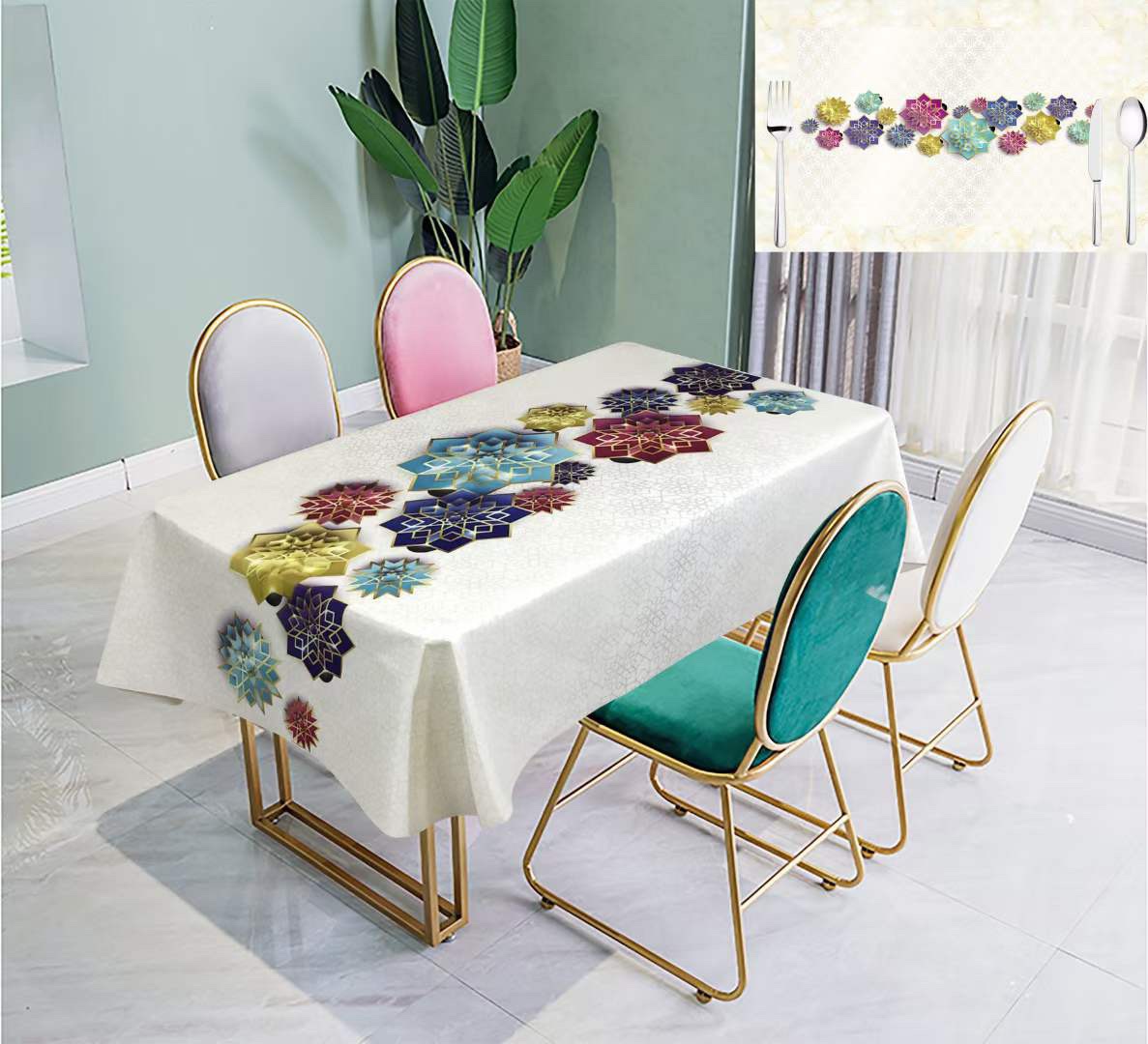 Factory direct sales of new tablecloths, high-end household tablecloths, best-selling tablecloths, Ramadan tablecloths detail image 17