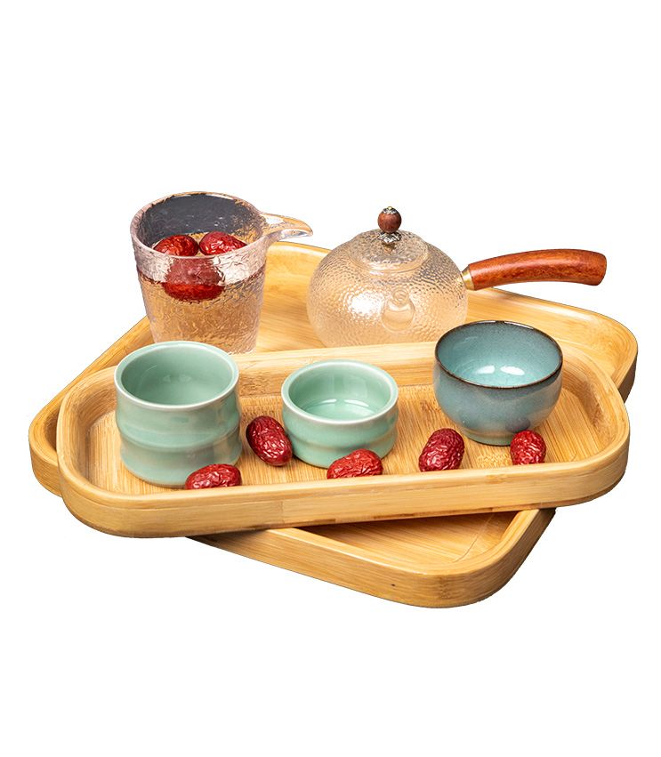 Jiehao Bamboo and Wood Direct Sales 2020 New style shallow square bottom density board fruit platter, simple and fashionable details Picture
