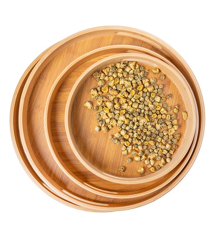 Jiehao Bamboo and Wood Factory direct sales round shallow tray fashionable fruit plate storage tray details Picture