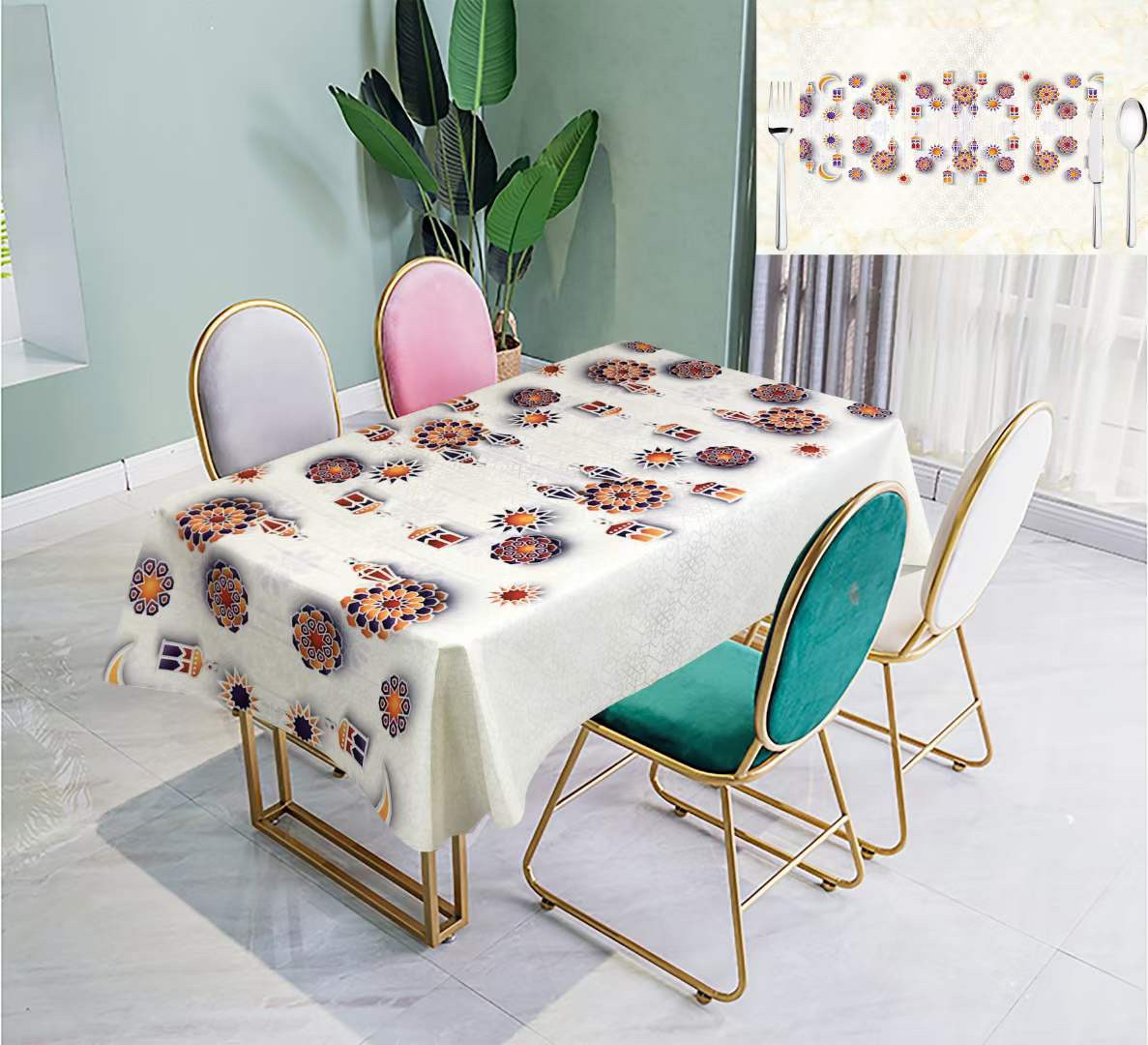 Ramadan cotton tablecloths factory direct sales, new style tablecloths, high-end household tablecloths, best-selling tablecloths