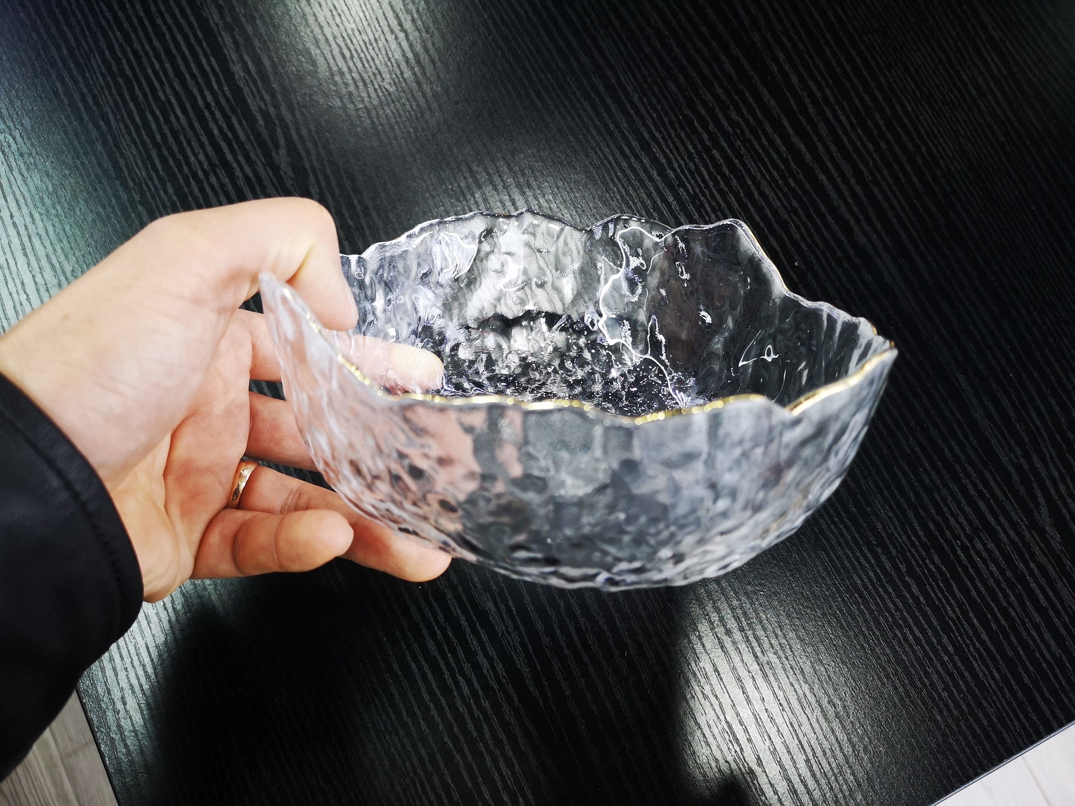 Yiwu Quality salad bowl: Transparent gold-painted small tea-washed salad bowl details Picture